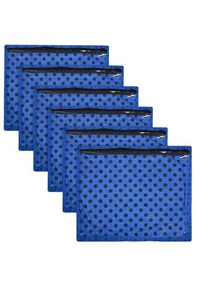 Blue And Black 6 Pieces Polka Dots Printed Saree Covers With Zip