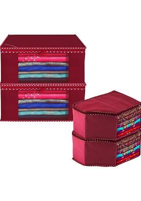 Maroon Set Of 4 Regular Multi Utility Organisers