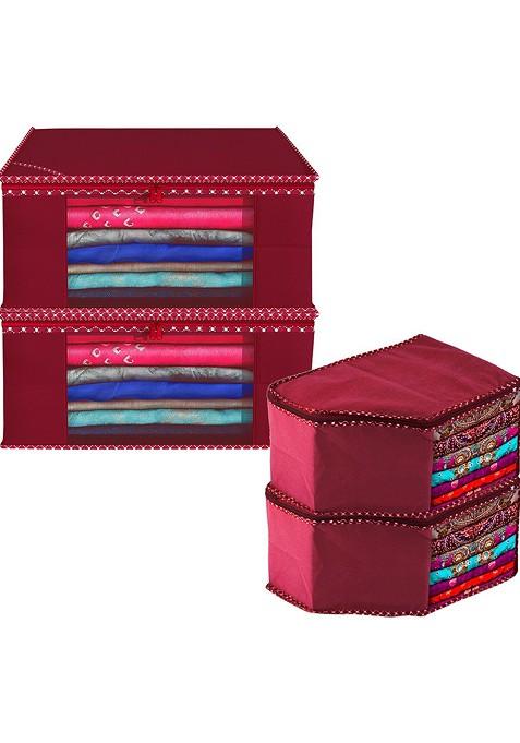 Maroon Set Of 4 Regular Multi Utility Organisers