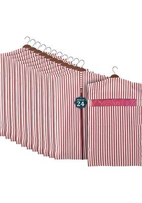 Maroon Set Of 24 Striped Cotton Multi Utility Saree Covers Organisers