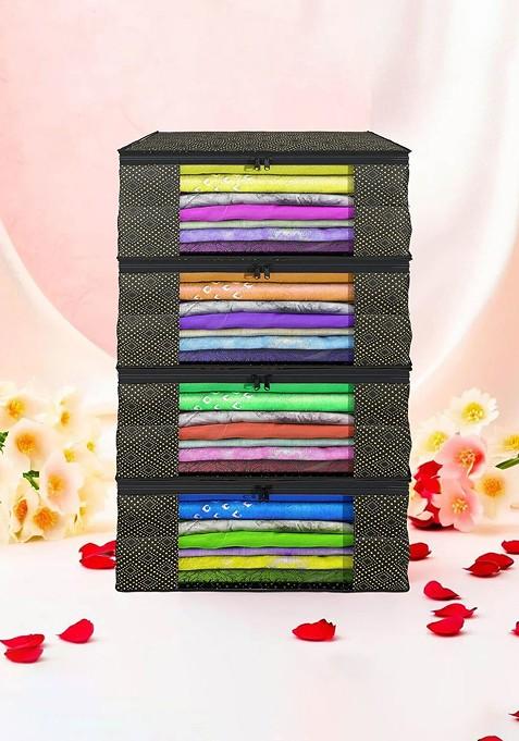 Black Set Of 4 Regular Drawer Organiser Organisers