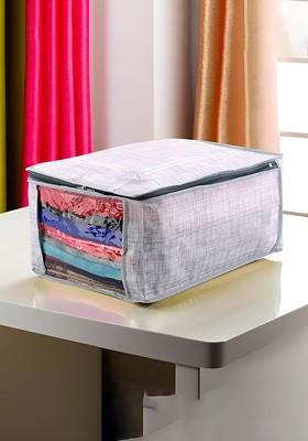 Grey And White 3 Pieces Regular Saree Organisers