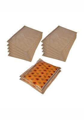 Brown 12 Pieces Printed Reusable Saree Organisers With Zip Closure