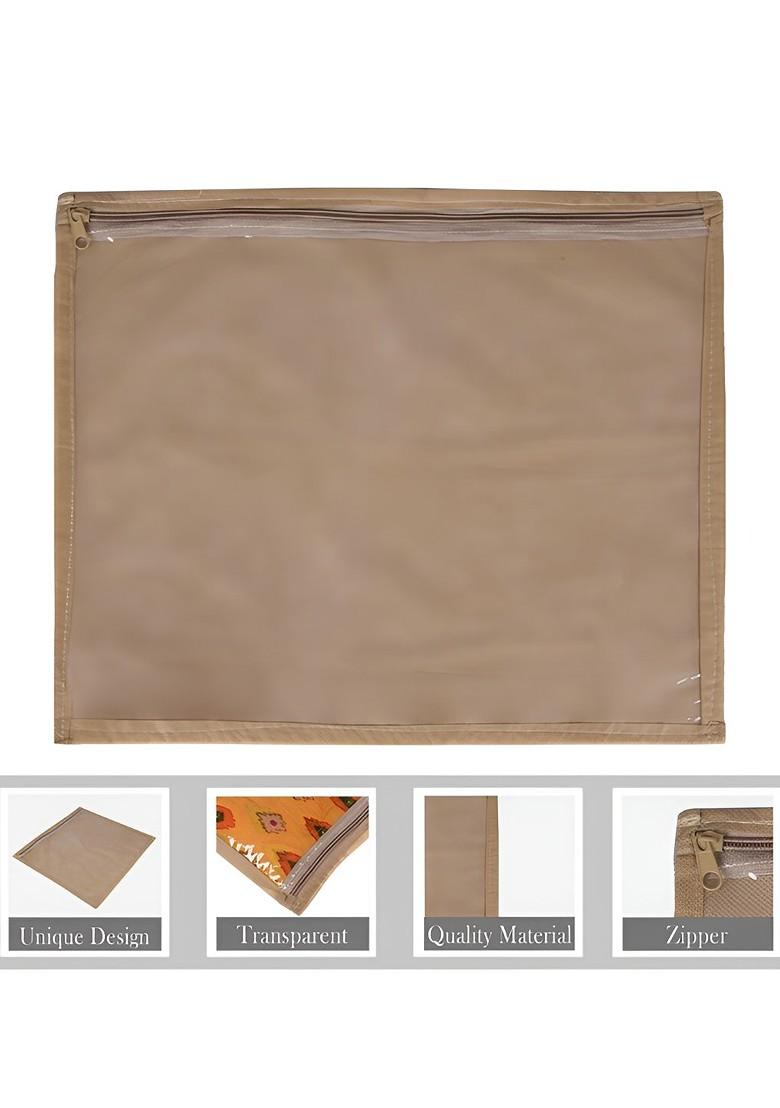 Brown 12 Pieces Printed Reusable Saree Organisers With Zip Closure