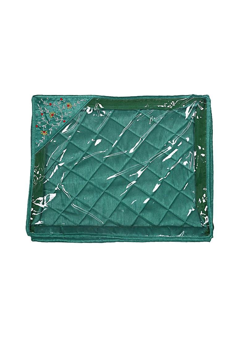 Set Of 8 Green And White Embroidery Design Saree Covers