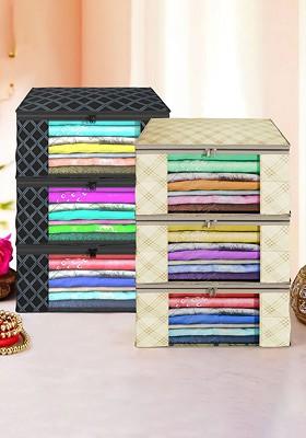 Cream Coloured Set Of 6 Regular Drawer Organiser Organisers