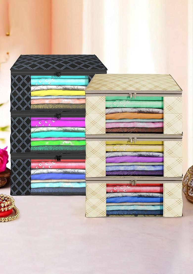 Cream Coloured Set Of 6 Regular Drawer Organiser Organisers