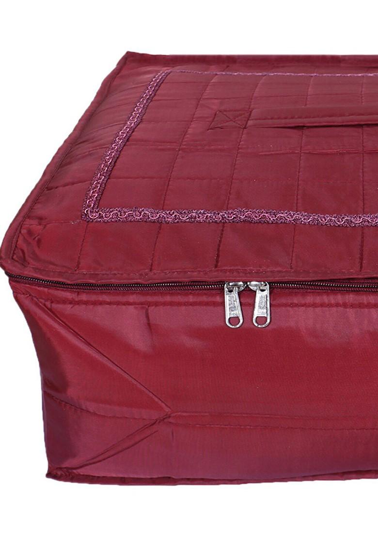 Set Of 2 Maroon Parachute Foldable Clothes Saree Cover Organisers