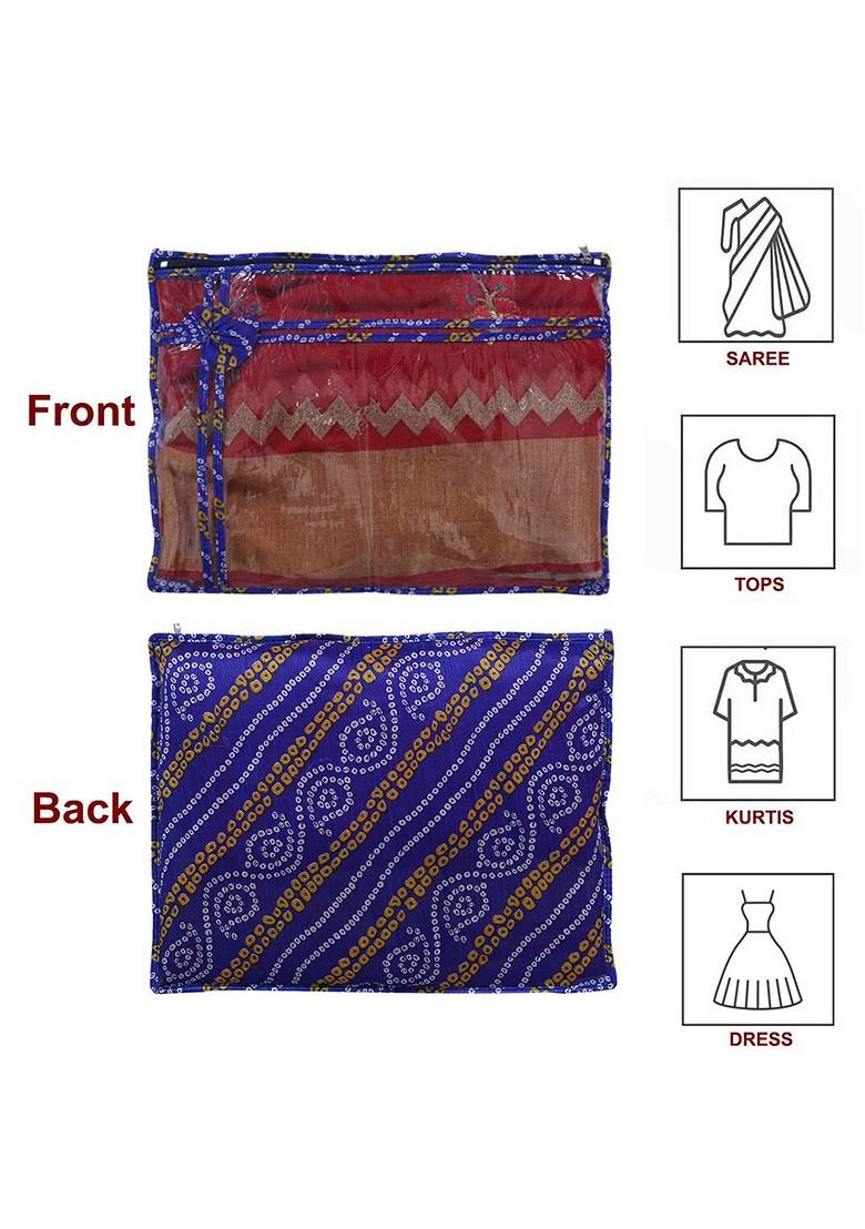 Set Of 9 Printed Pvc Foldable Single Saree Cover Organisers