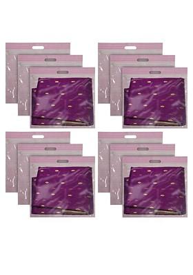Set Of 12 Pink Wardrobe Cloth Organizer Single Saree Cover