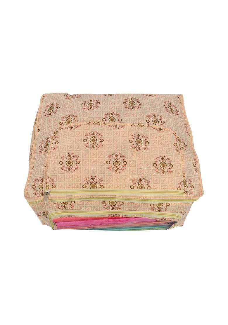 Set Of 2 Pink Floral Printed Saree Cover - Indya