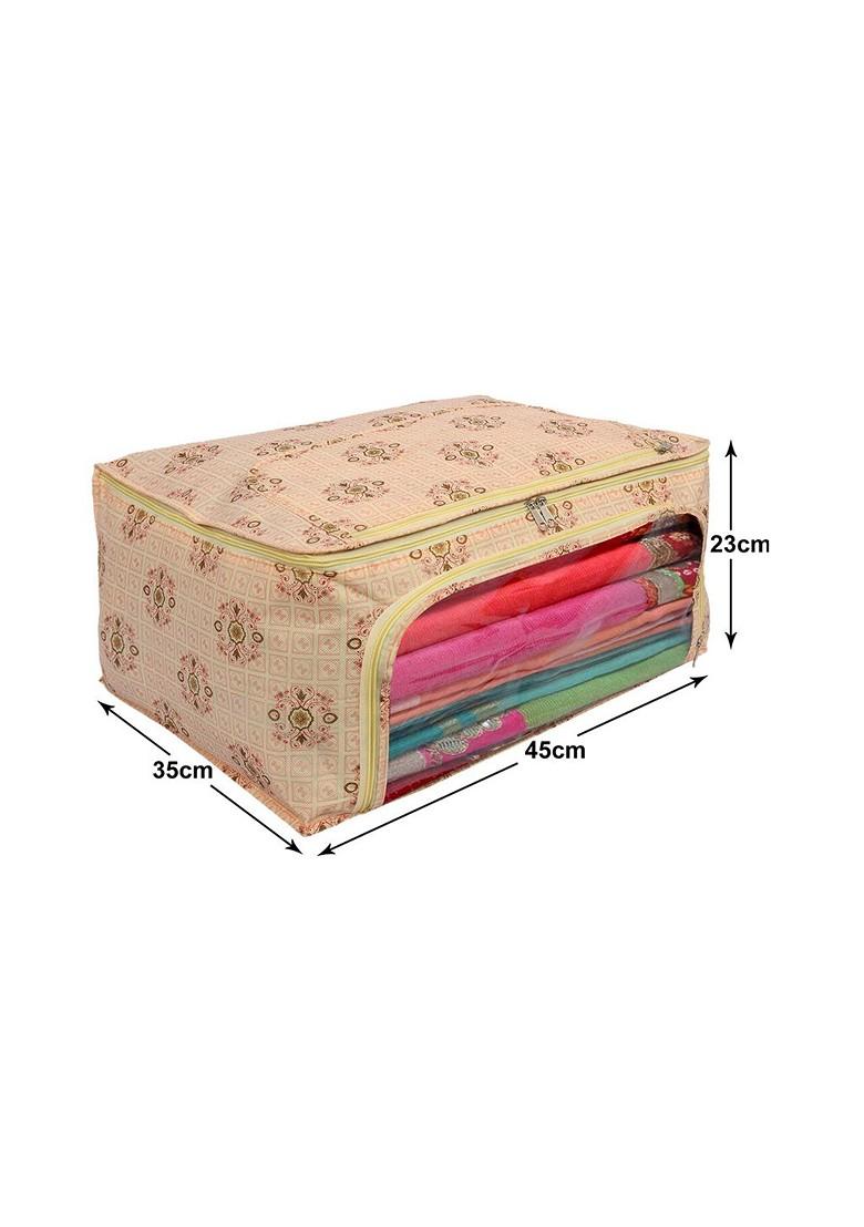 Set Of 2 Pink Floral Printed Saree Cover