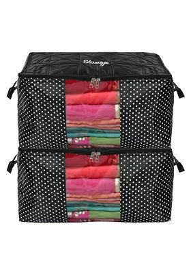 Set Of 2 Black And White Polka Dot Printed Saree Cover