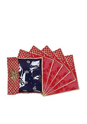 Set Of 6 Red Solid Single Packing Saree Cover Organizer