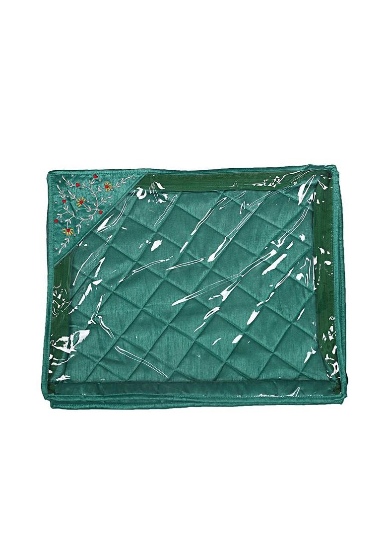 Set Of 6 Green Solid Single Packing Saree Cover Organizer