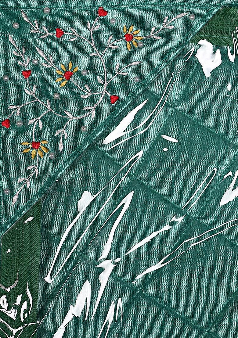 Set Of 6 Green Solid Single Packing Saree Cover Organizer