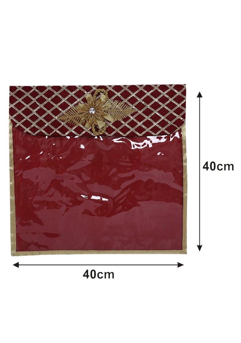 Set Of 6 Maroon Solid Single Packing Saree Cover Organizer