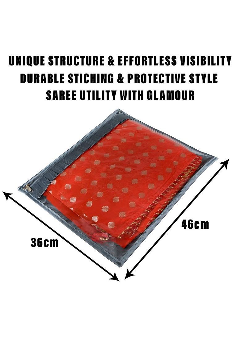 Grey Set Of 12 Reusable Saree Cover Drawer Organiser