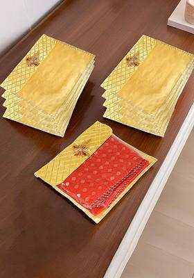 Yellow And Gold Toned 9 Pieces Saree Cover Organisers