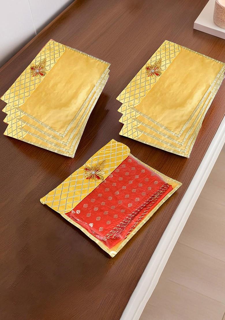 Yellow And Gold Toned 9 Pieces Saree Cover Organisers