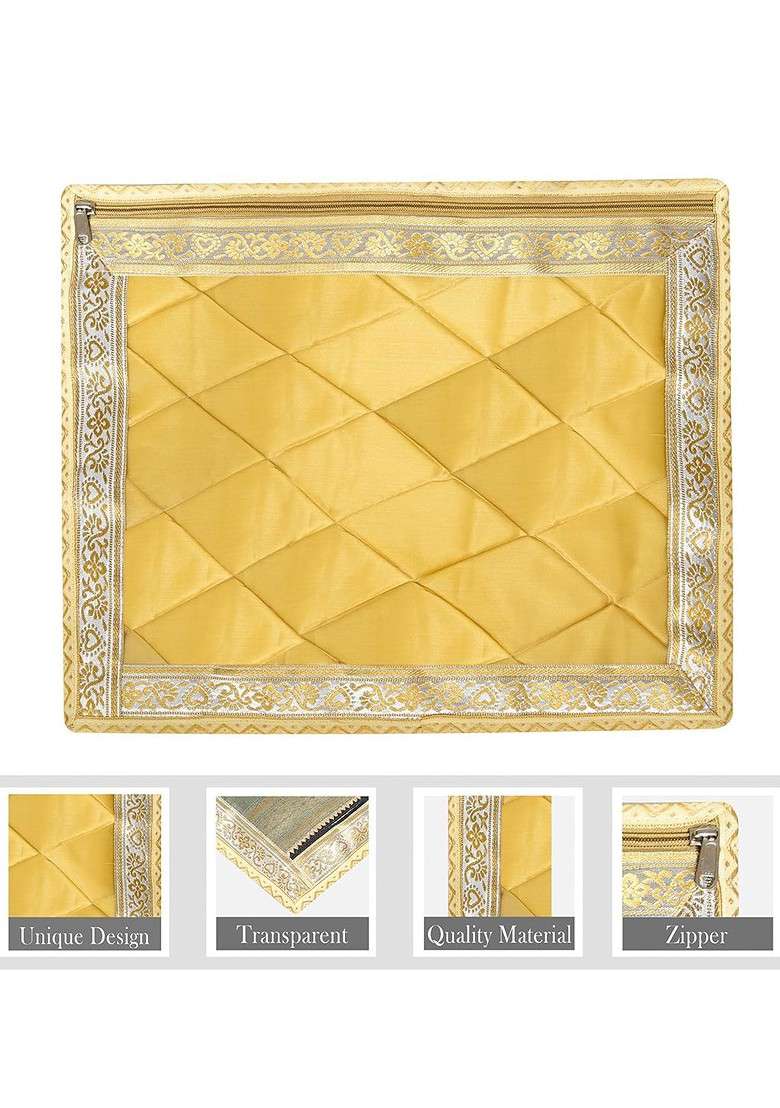 Yellow And Gold Toned 9 Pieces Saree Cover Organisers - Indya