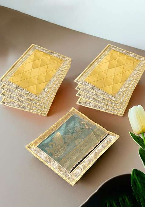 Yellow And Gold Toned 9 Pieces Saree Cover Organisers