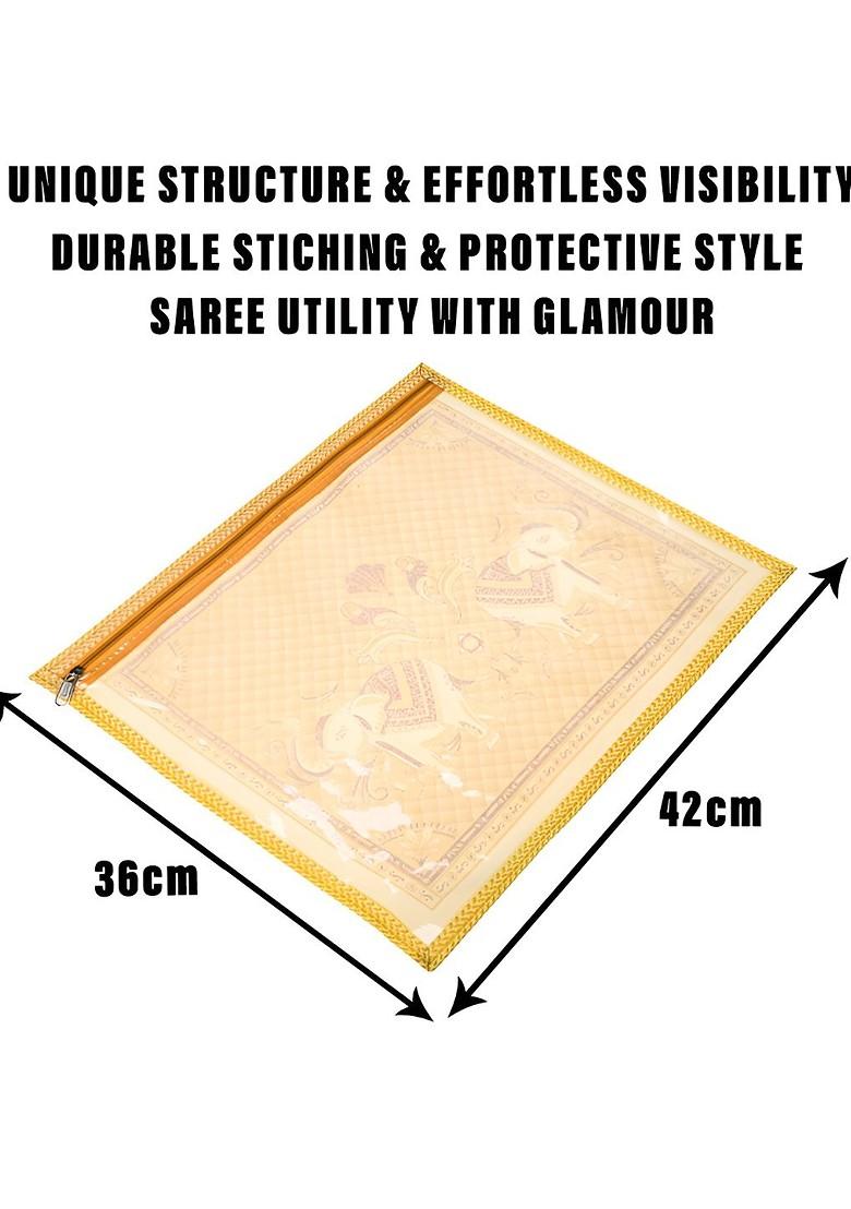 Cream 6 Pieces Printed Cotton Saree Cover Organisers