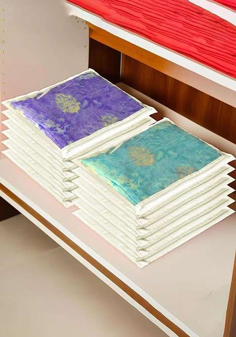 Cream Coloured 12 Pieces Non Woven Saree Cover Organisers