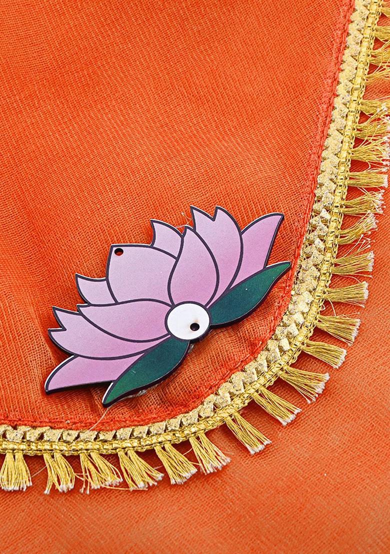 Orange Colored Printed Organza Saree Cover With Flap Closure