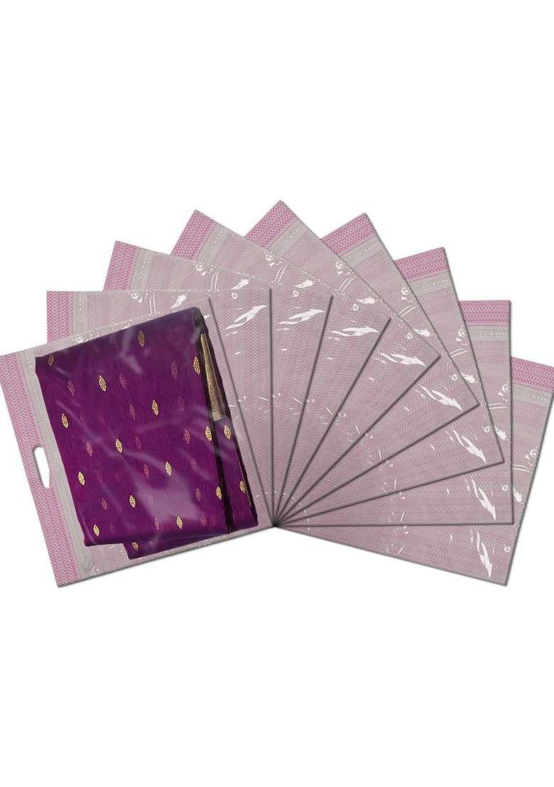 Pink Set Of 9 Regular Wardrobe Drawer Saree Cover Organisers - Indya