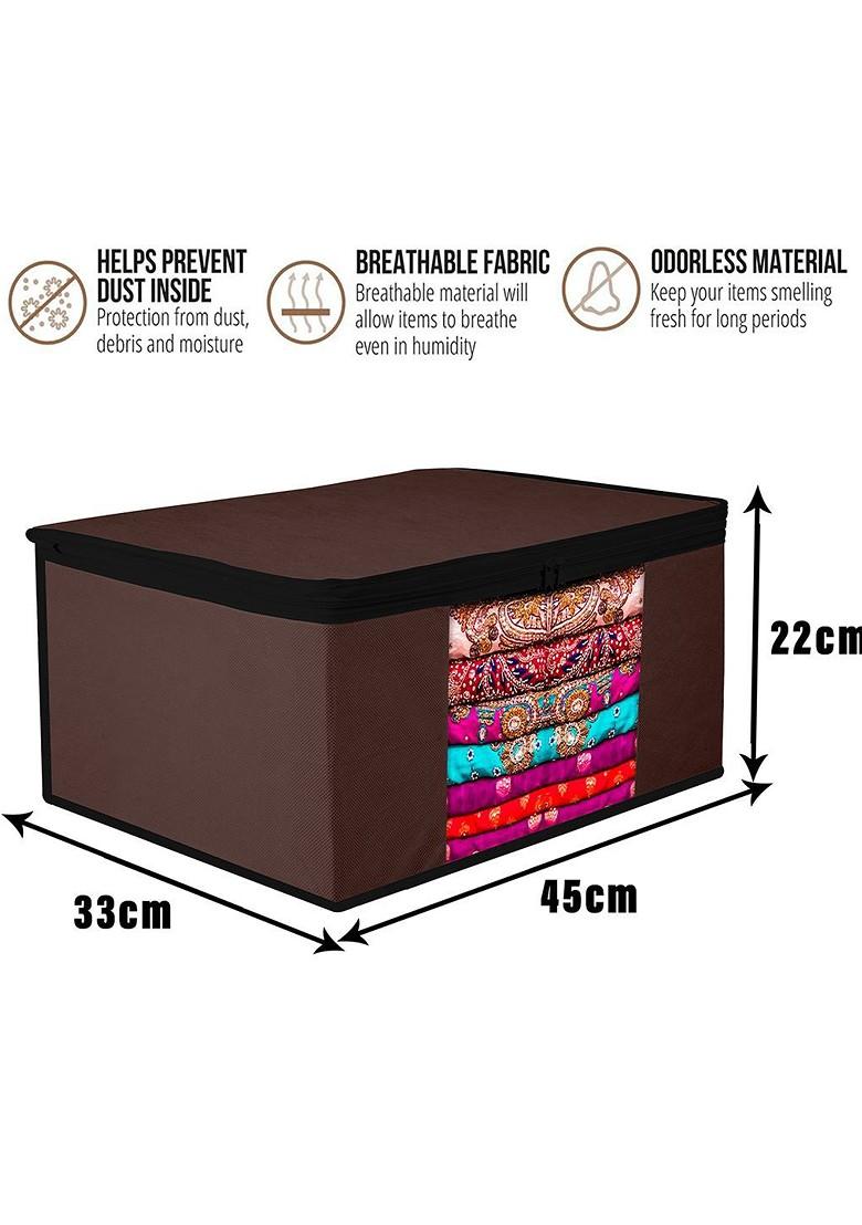 Brown And Black 3 Pieces Saree Cover With Zip