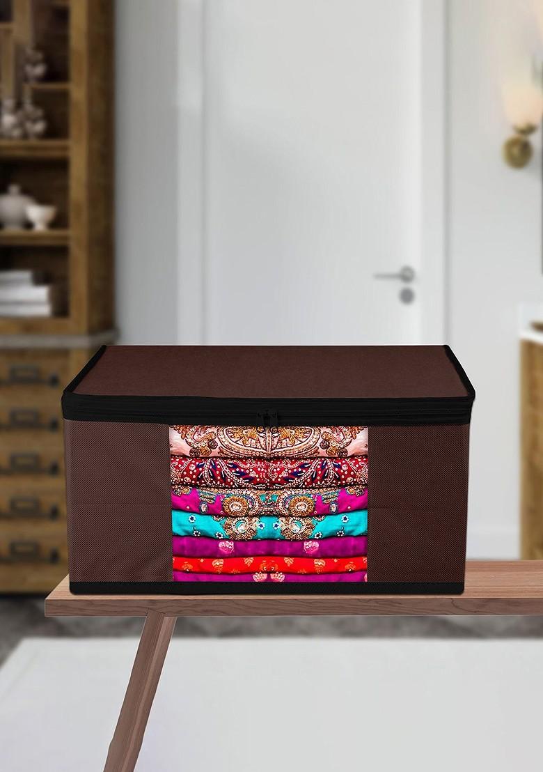 Brown And Black 3 Pieces Saree Cover With Zip