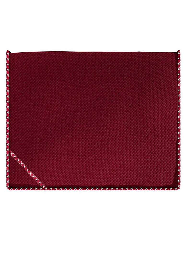 Maroon And White 3 Pieces Printed Saree Cover With Zip - Indya