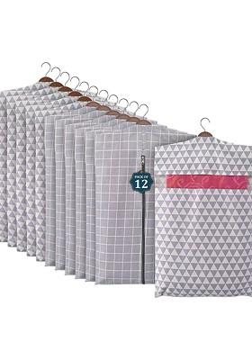 Grey Set Of 12 Cotton Multi Utility Saree Cover Organisers