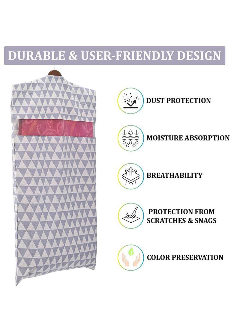 Grey Set Of 12 Cotton Multi Utility Saree Cover Organisers