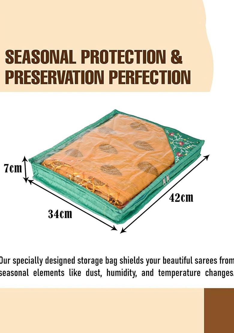 Green 12 Pieces Satin Saree Cover Organisers