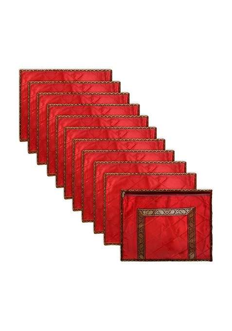 Maroon Set Of 12 Reusable Saree Cover Drawer Organiser