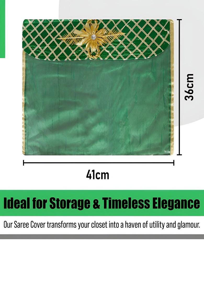 Set Of 9 Green Reusable Drawer Saree Cover Organisers