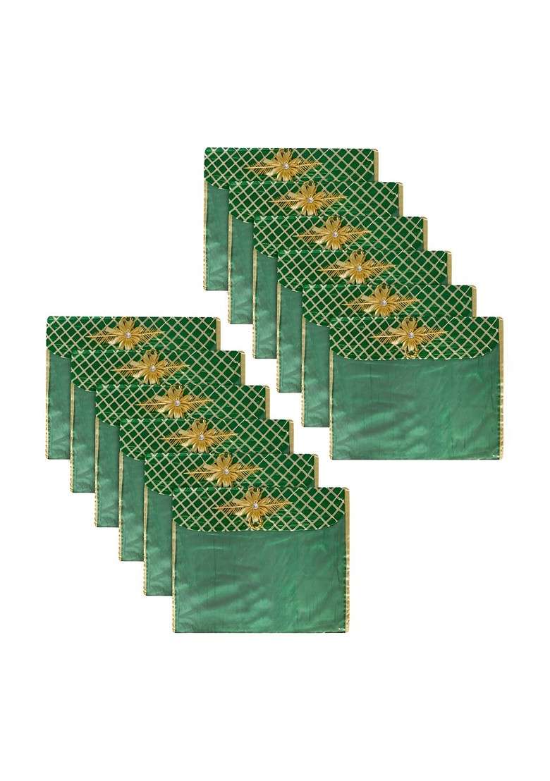 Green Set Of 12 Reusable Saree Cover - Indya