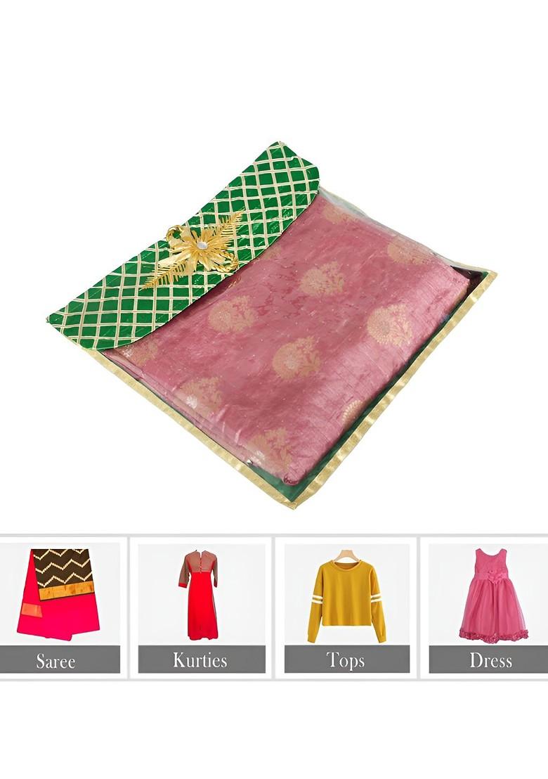 Green Set Of 12 Reusable Saree Cover