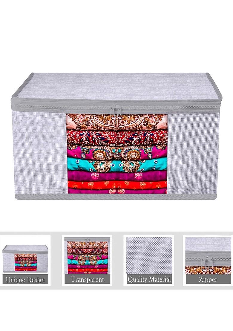 Grey 4 Pieces Blouse And Saree Cover Combo Set