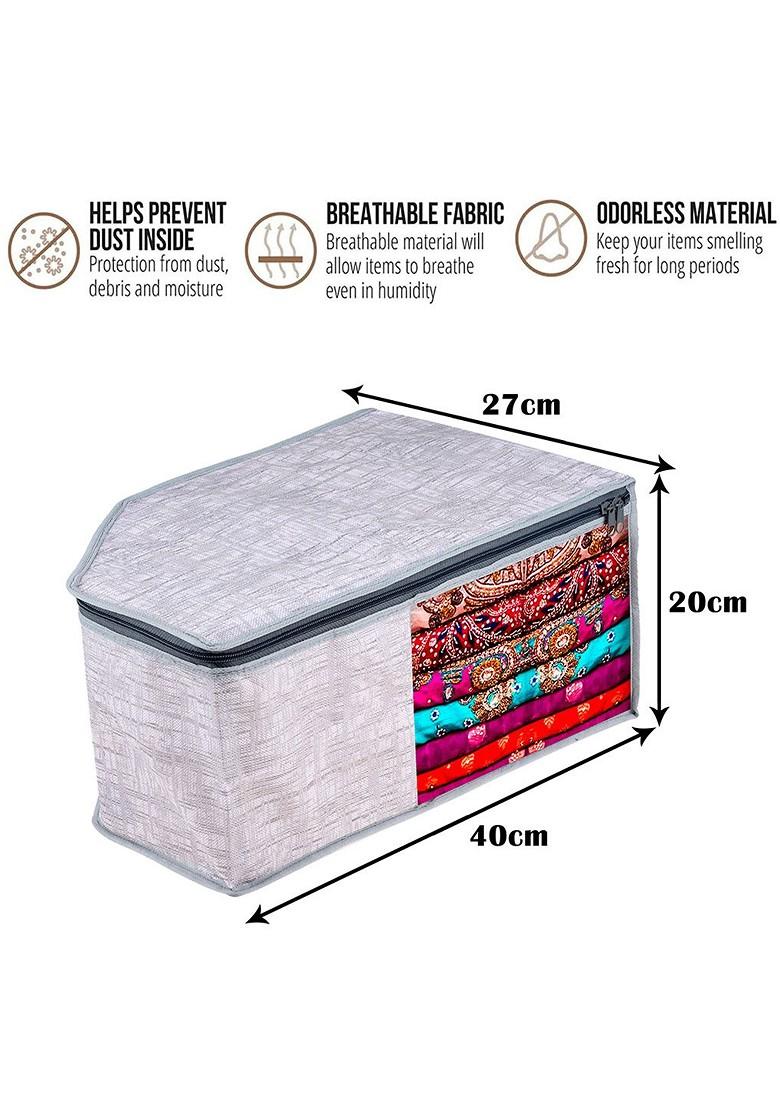 Grey 4 Pieces Blouse And Saree Cover Combo Set