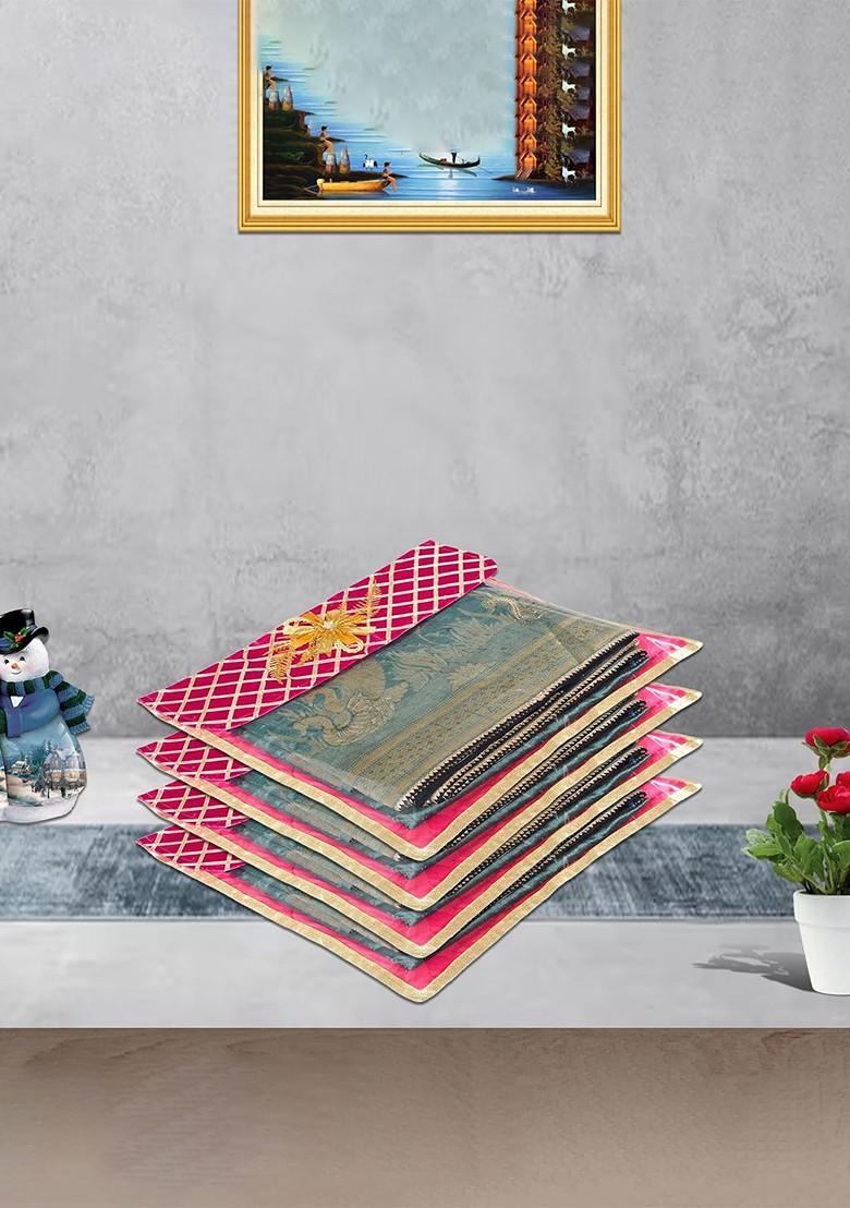 Pink And Gold Toned 12 Pieces Saree Cover Organisers