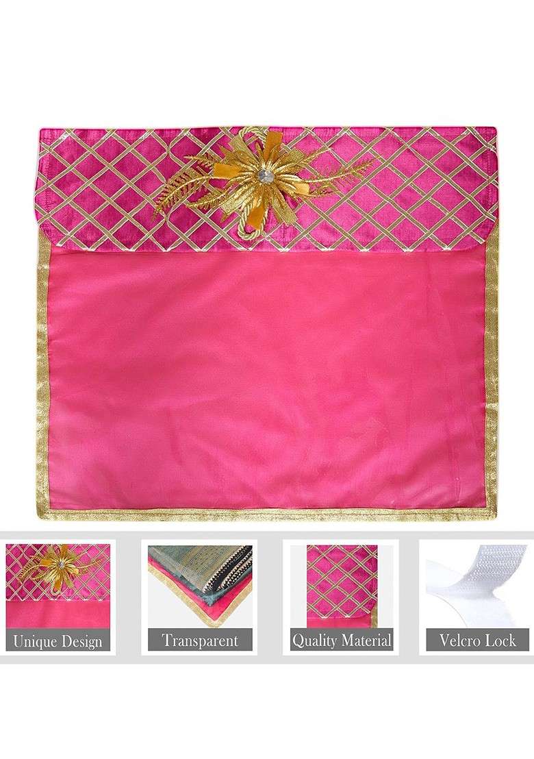 Pink And Gold Toned 12 Pieces Saree Cover Organisers - Indya