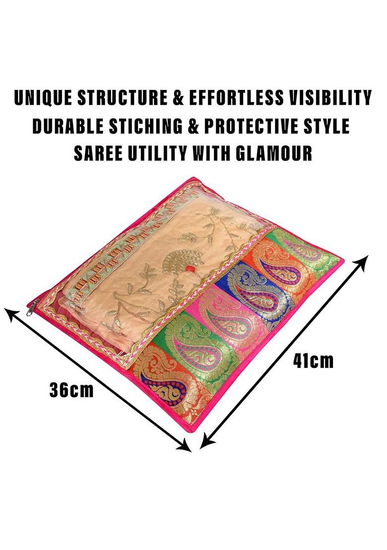 Pink And Gold Toned 12 Pieces Saree Cover Organisers
