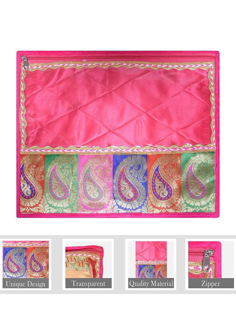 Pink And Gold Toned 12 Pieces Saree Cover Organisers