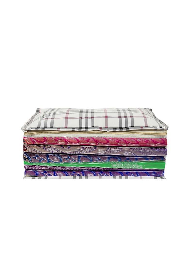 White And Black Foldable And Portable Saree Cover With Transparent Window