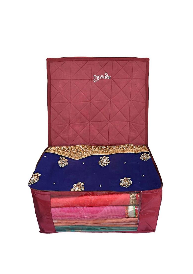 Maroon Parachute Foldable Clothes Saree Cover Organizer