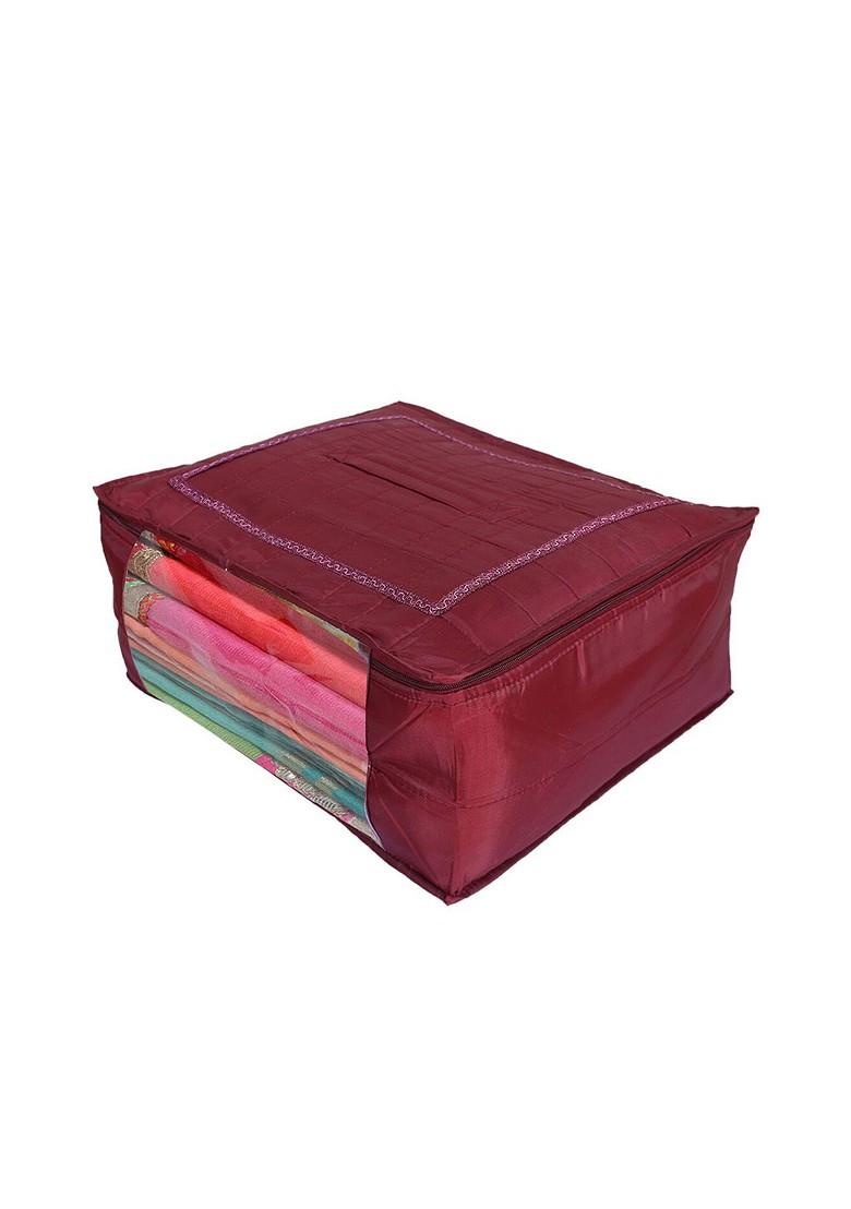 Maroon Parachute Foldable Clothes Saree Cover Organizer