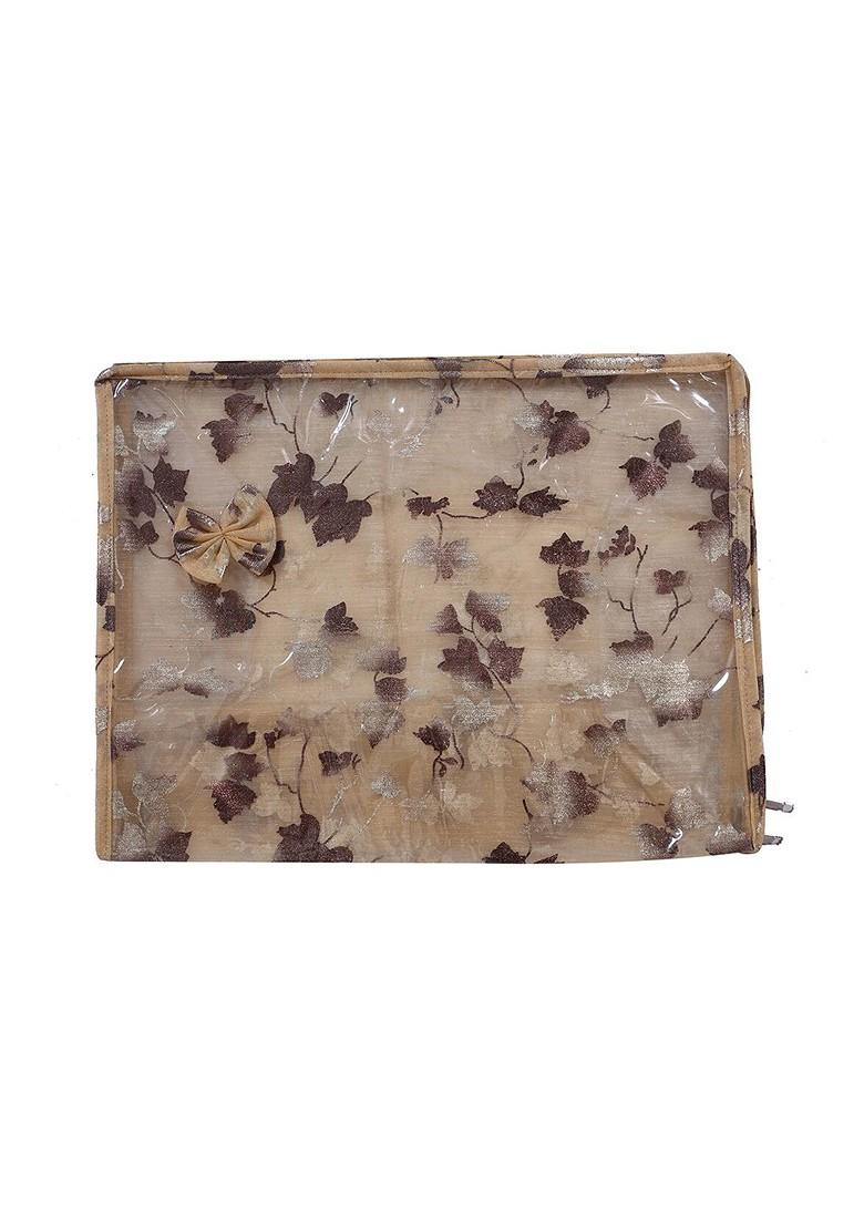 Beige Floral Printed Saree Cover